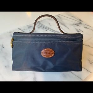 Longchamp Le Pliage Gunmetal Cosmetic Case